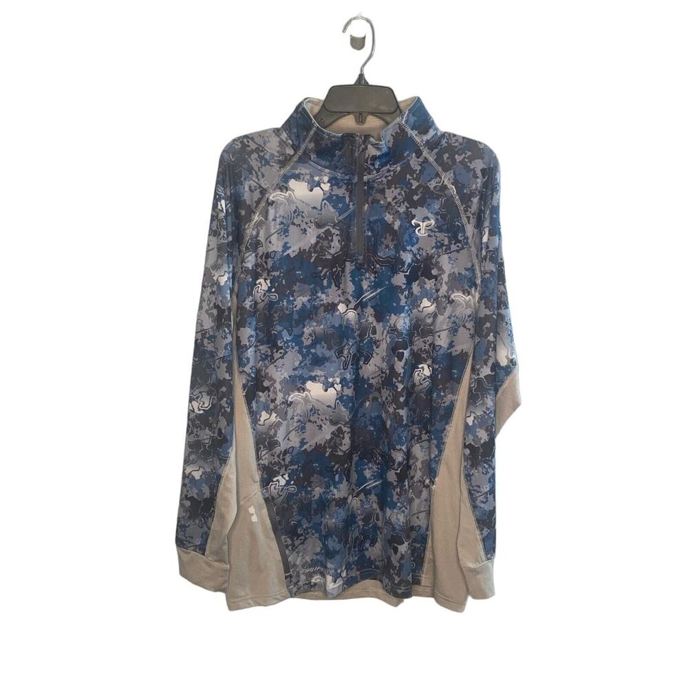 TrueTimber Pullover men's Size Large 1/4 Zip Long Sleeve blue gray Camo shirt